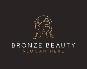 Gold Flower Lady Beauty logo design