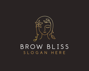 Gold Flower Lady Beauty logo design