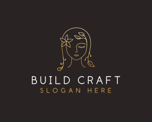 Gold Flower Lady Beauty logo design