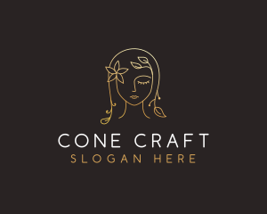 Gold Flower Lady Beauty logo design