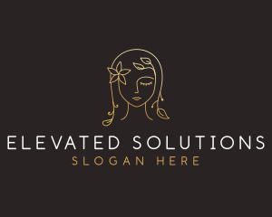 Gold Flower Lady Beauty logo design