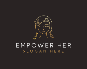 Gold Flower Lady Beauty logo design