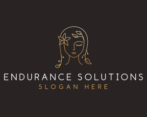 Gold Flower Lady Beauty logo design