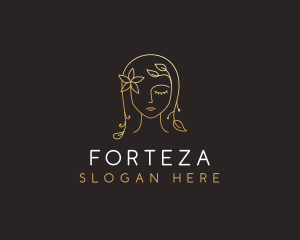 Gold Flower Lady Beauty logo design