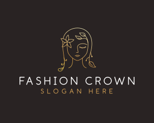 Gold Flower Lady Beauty logo design