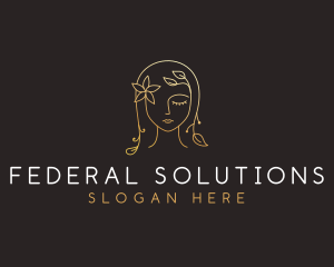 Gold Flower Lady Beauty logo design