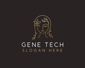 Gold Flower Lady Beauty logo design