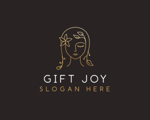 Gold Flower Lady Beauty logo design