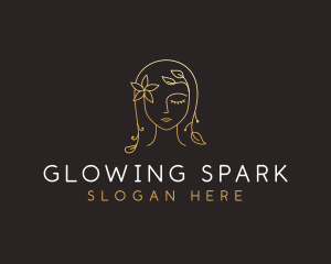 Gold Flower Lady Beauty logo design