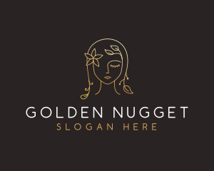 Gold Flower Lady Beauty logo design