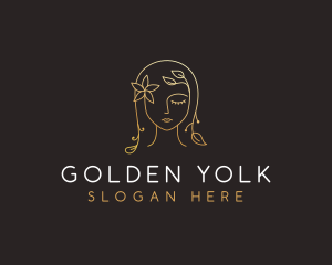 Gold Flower Lady Beauty logo design