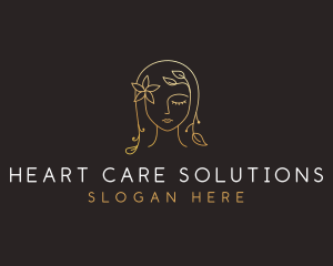 Gold Flower Lady Beauty logo design