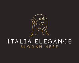 Gold Flower Lady Beauty logo design