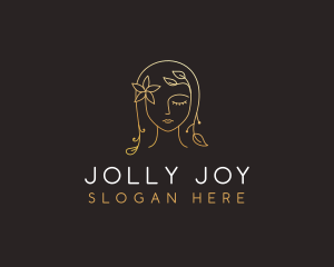 Gold Flower Lady Beauty logo design