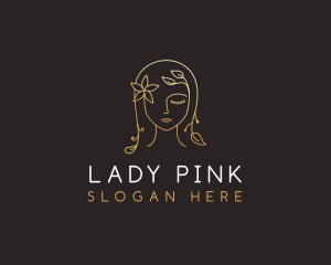 Gold Flower Lady Beauty logo design