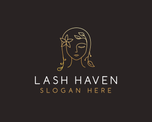 Gold Flower Lady Beauty logo design