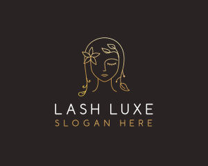 Gold Flower Lady Beauty logo design