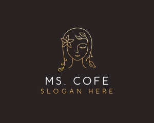 Gold Flower Lady Beauty logo design