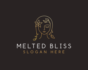 Gold Flower Lady Beauty logo design