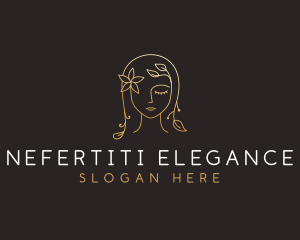 Gold Flower Lady Beauty logo design