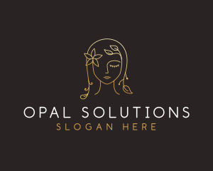 Gold Flower Lady Beauty logo design