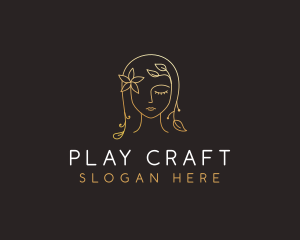 Gold Flower Lady Beauty logo design