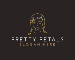 Gold Flower Lady Beauty logo design