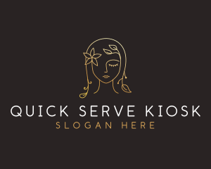 Gold Flower Lady Beauty logo design