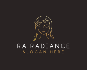 Gold Flower Lady Beauty logo design