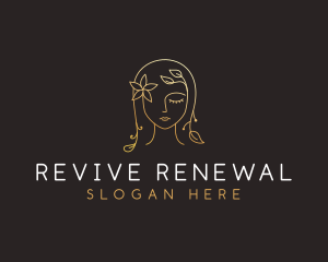 Gold Flower Lady Beauty logo design