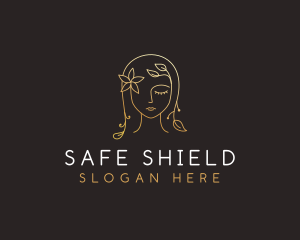 Gold Flower Lady Beauty logo design