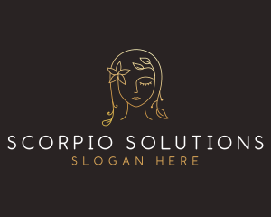 Gold Flower Lady Beauty logo design