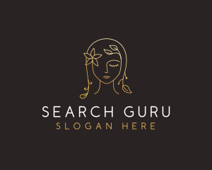 Gold Flower Lady Beauty logo design