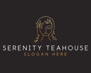 Gold Flower Lady Beauty logo design