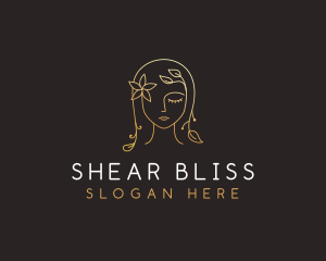 Gold Flower Lady Beauty logo design