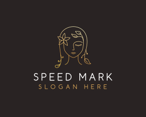 Gold Flower Lady Beauty logo design