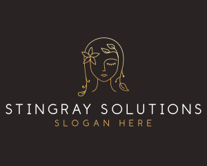 Gold Flower Lady Beauty logo design