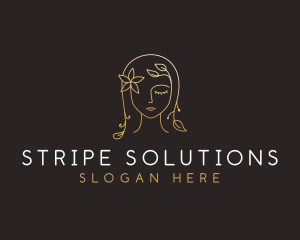 Gold Flower Lady Beauty logo design