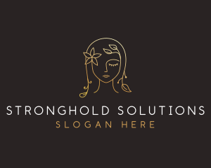 Gold Flower Lady Beauty logo design