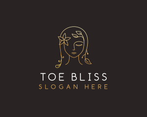 Gold Flower Lady Beauty logo design