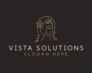 Gold Flower Lady Beauty logo design