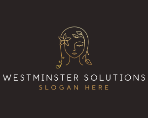 Gold Flower Lady Beauty logo design