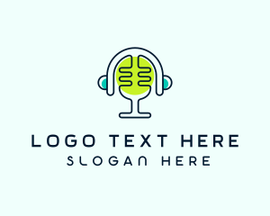 Vlog - Headphones Audio Mic logo design