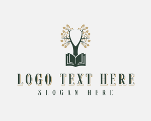 Library - Book Reading Tree logo design