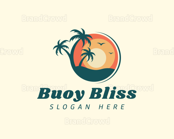 Sunset Summer Palm Tree Logo