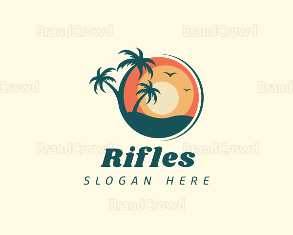 Sunset Summer Palm Tree Logo