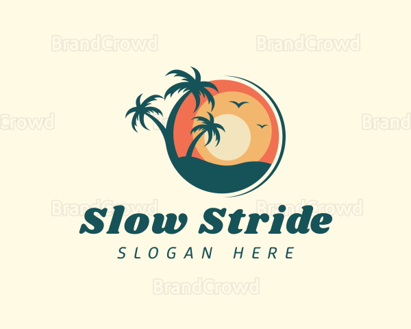 Sunset Summer Palm Tree Logo