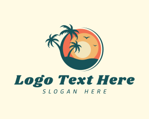 Travel Vlog - Sunset Summer Palm Tree logo design