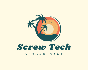 Sunset Summer Palm Tree  Logo