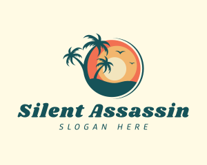 Sunset Summer Palm Tree  Logo